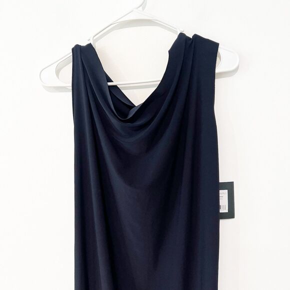 NEW Norma Kamali Drop One Shoulder Shift Midi Dress in Midnight Blue size small - Picture 8 of 10